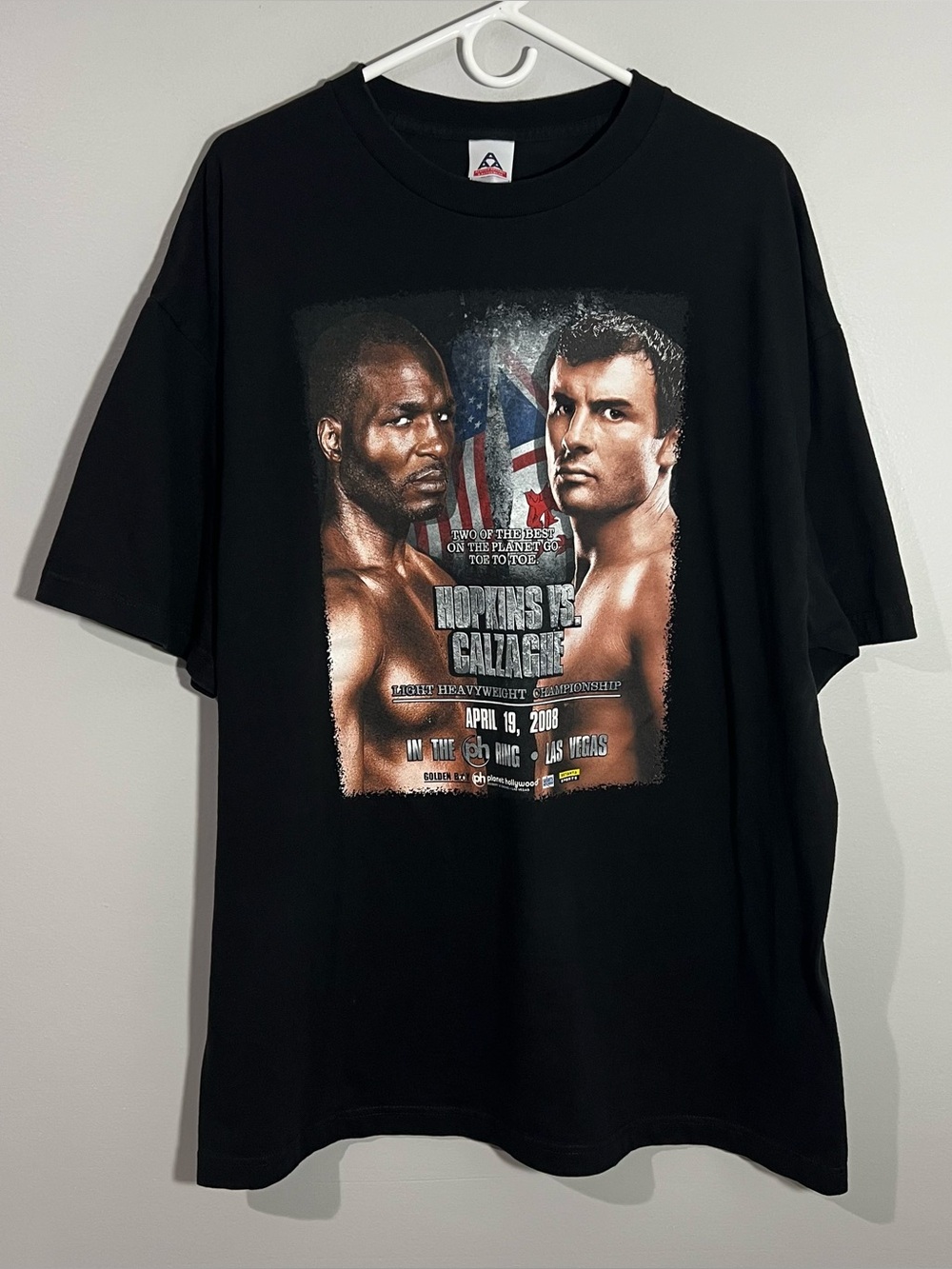 Vintage 2008 Bernard Hopkins Vs Joe Calzaghe Boxing Black T-Shirt Mens 2XL